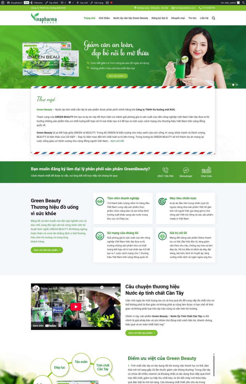 Theme WordPress thực phẩm chức năng