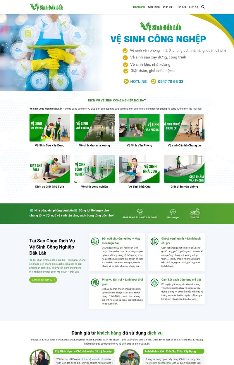 Theme WordPress dịch vụ vệ sinh công nghiệp