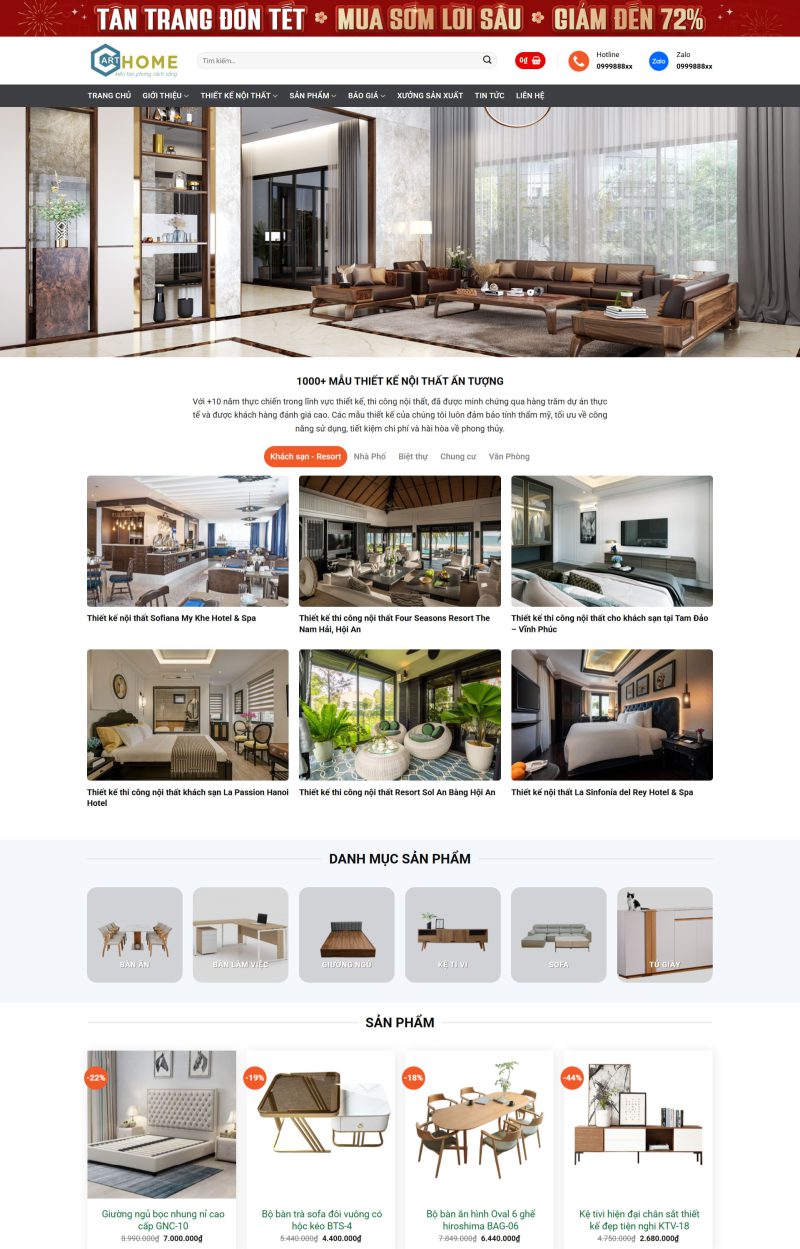Theme WordPress Thiết Kế Nội Thất & Xây Dựng 01