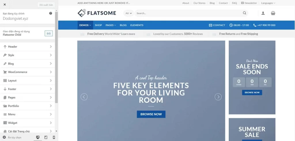 Tùy biến giao diện Flatsome WordPress