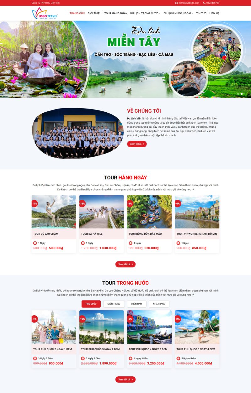 Theme WordPress Công Ty Du Lịch, Đặt Tour 001